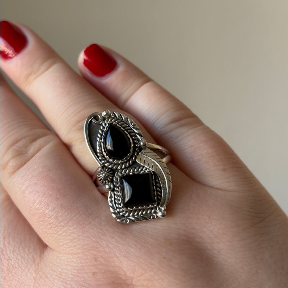 Sterling silver 925 and onyx ring, size 11